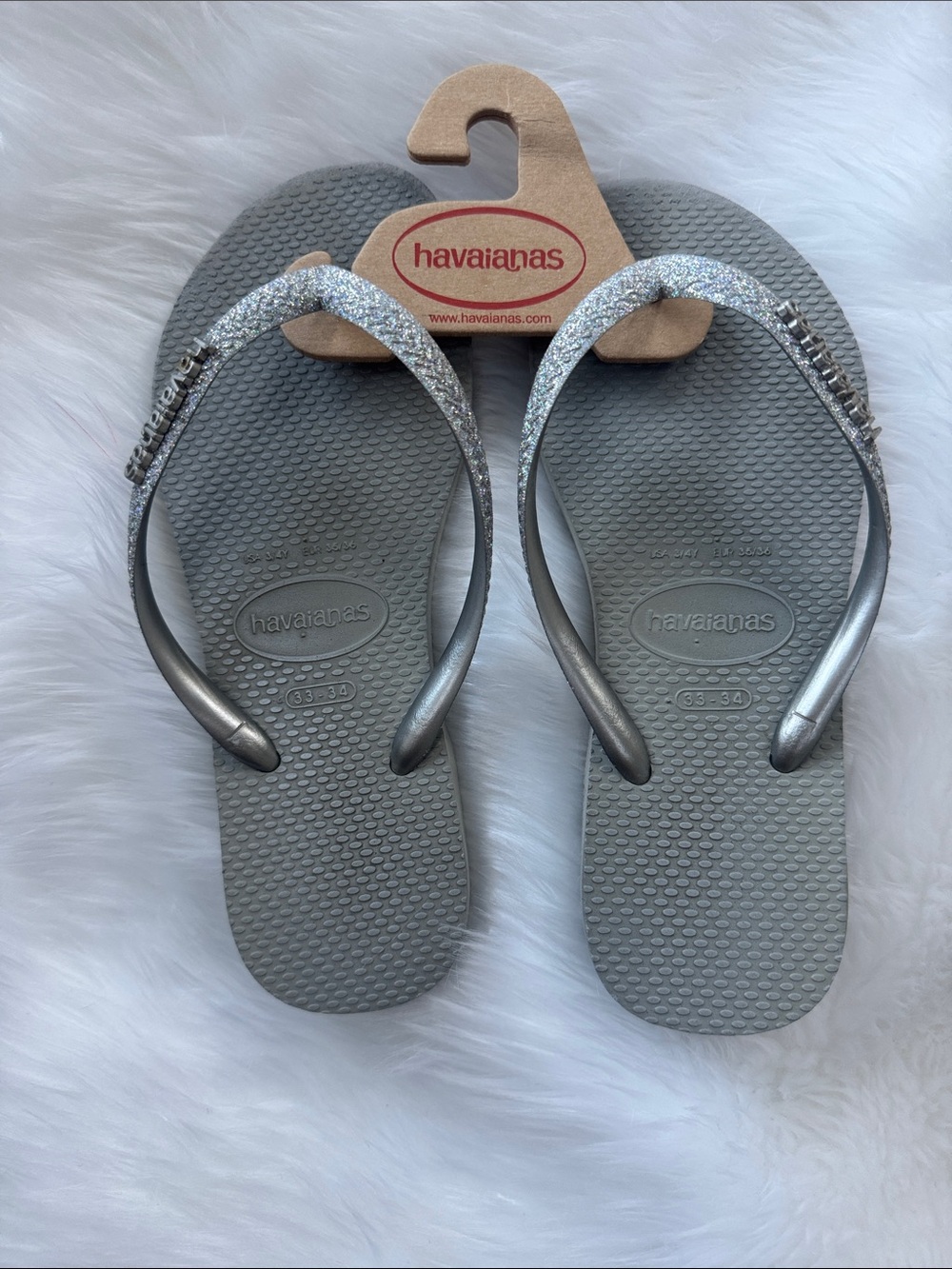 Havaianas Kids's Silver Glitter Slim Sandals